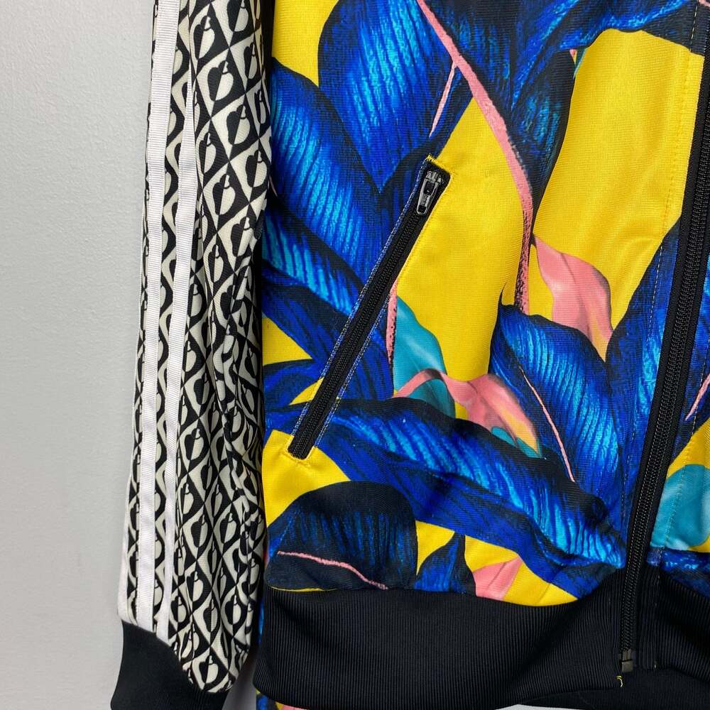 Adidas x Farm Leaf Brazil Floral Blue & Yellow Track Jacket Small